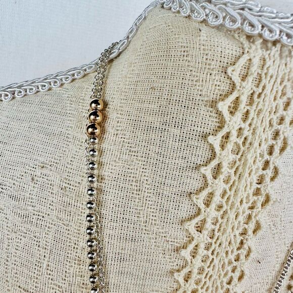 Tiffany & Co. Two Tone Mixed Bead Chain Silver Rose Gold 28-30” - Picture 3 of 6